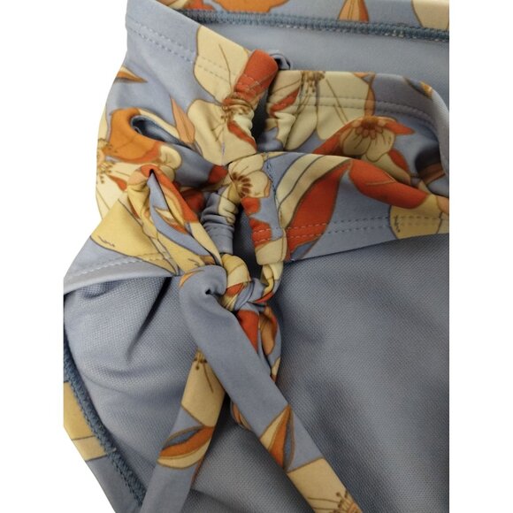 Time and Tru Womens 3XL Dusty Blue Vintage Petal Mid Rise Side Tie Bikini Bottom - Picture 3 of 6